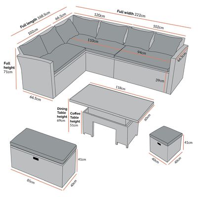 Couchette rectangulaire avec table élévatrice AJUNION