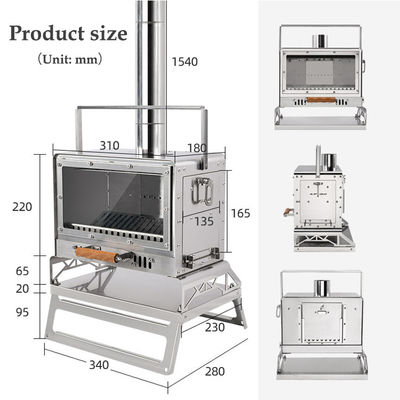 Cuisinière à chauffage portable pliable en acier inoxydable pour camping extérieur