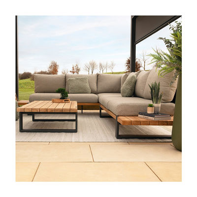 Moderne style bois de teck coin extérieur canapé salon pour l' hôtel commercial villa