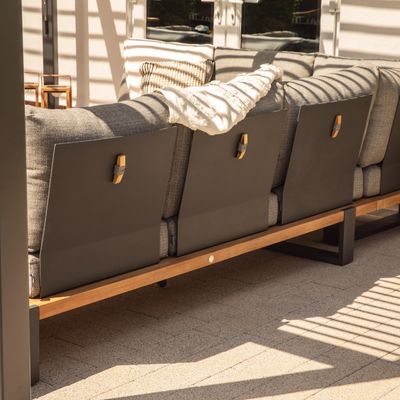 Moderne style bois de teck coin extérieur canapé salon pour l' hôtel commercial villa