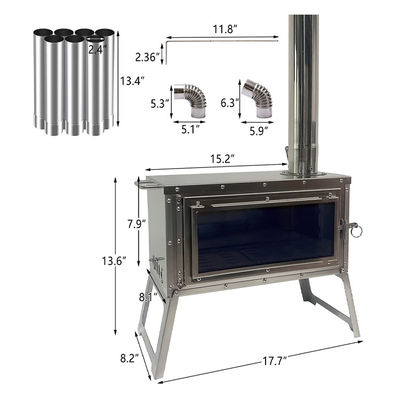 Patio extérieur Camping BBQ Party Portable en acier inoxydable Poêle à bois de camping avec cheminée