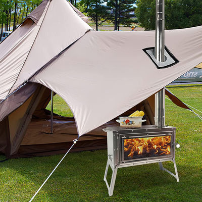 Patio extérieur Camping BBQ Party Portable en acier inoxydable Poêle à bois de camping avec cheminée