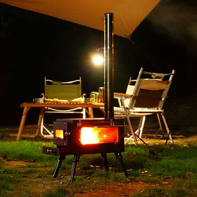 Patio extérieur Camping BBQ Party Portable en acier inoxydable Poêle à bois de camping avec cheminée