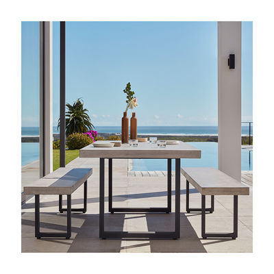 Meubles d'extérieur AJUNION Chaise de jardin en aluminium moderne avec table à manger rectangulaire