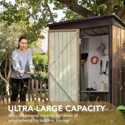 AJUNION Design moderne 5x3ft Shed de jardin en métal portes verrouillables uniques 61,2 " Hauteur des portes