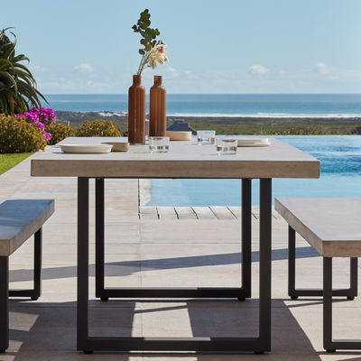 Meubles d'extérieur AJUNION Chaise de jardin en aluminium moderne avec table à manger rectangulaire