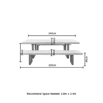 Meubles d'extérieur AJUNION Chaise de jardin en aluminium moderne avec table à manger rectangulaire