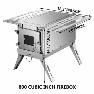 Poêle à bois pliable en acier inoxydable idéal pour le camping en plein air et les randonnées