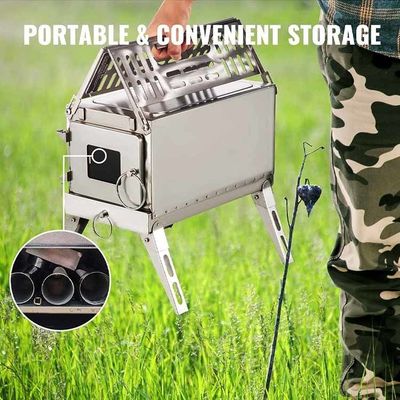 Poêle à bois pliable en acier inoxydable idéal pour le camping en plein air et les randonnées