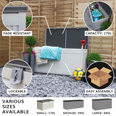 Boîte de rangement de jardin en polypropylène extérieur pour le patio près de la piscine