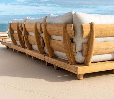 Canapé d'hôtel commercial en bois de teck Ensemble de meubles de jardin avec canapé moyen Taille W100xH110cm