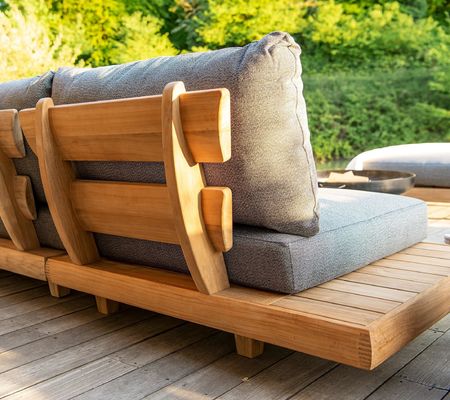 Canapé d'hôtel commercial en bois de teck Ensemble de meubles de jardin avec canapé moyen Taille W100xH110cm