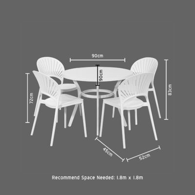 Table à manger ronde et chaise de taille L 52 x W45 x H83cm