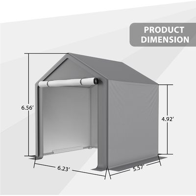Couverture de toit en tissu PE AJUNION Tente de rangement extérieure de 6,2x5,6 pieds Chateau de vélo de jardin métallique pour outils Bois de chauffage