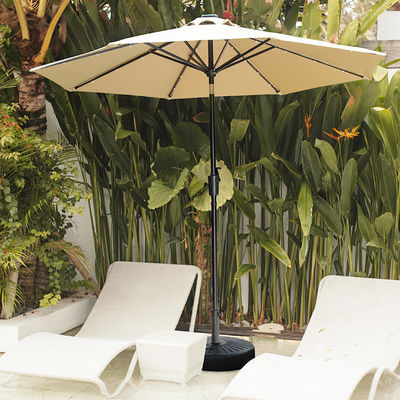 Café extérieur Patio Parasol de plage avec lumières LED solaires et pôle de centre en aluminium