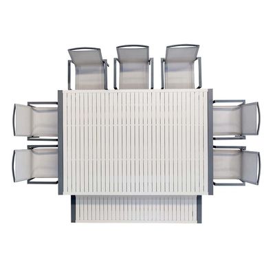 Ensemble de salle à manger extérieure avec banc AJUNION 9 pièces cadre en aluminium et meubles de patio en métal