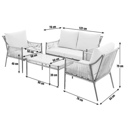 Transformez votre patio avec AJUNION ensemble de meubles en métal fauteuil taille W64 x D78 x H79cm
