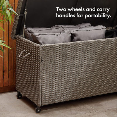 Une boîte de rangement de coussin de tissage de rotin Un incontournable pour les outils verrouillage et roues inclus