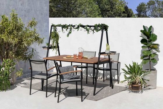 Ensemble de jardin en métal AJUNION Conception moderne 4 sièges Ensemble de salle à manger extérieure pour meubles de patio