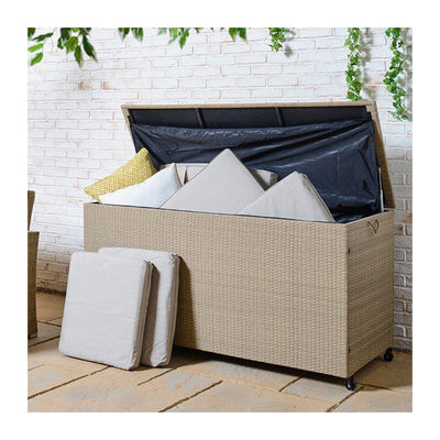 Boîte de rangement de jardin à roues spacieuse et multifonctionnelle en rotin de vigne par AJUNION