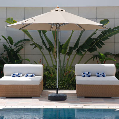 Meubles d'extérieur Tube en alliage d'aluminium Ronde à corde de traction Parapluie pour patio et piscine