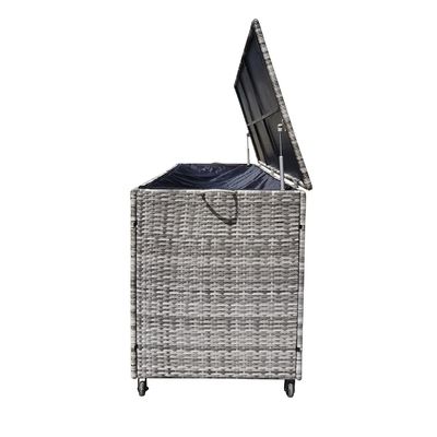 Boîte de rangement de jardin à roues spacieuse et multifonctionnelle en rotin de vigne par AJUNION