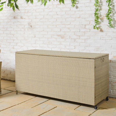 Boîte de rangement de jardin à roues spacieuse et multifonctionnelle en rotin de vigne par AJUNION