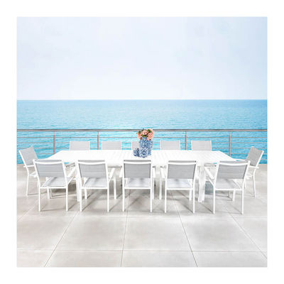 Ensemble de salle à manger extérieure en aluminium de style moderne 12 sièges fauteuil et table à manger extensible