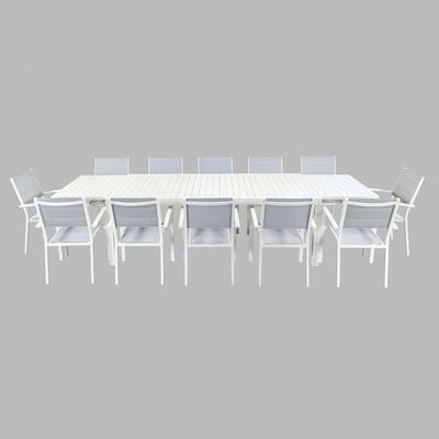 Ensemble de salle à manger extérieure en aluminium de style moderne 12 sièges fauteuil et table à manger extensible