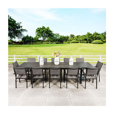 Meubles métalliques pour l'extérieur ensemble de salle à manger AJUNION Table métallique expandable en aluminium de luxe