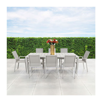 Table à manger et chaise de restaurant pour 8 personnes avec cadre métallique en aluminium de design moderne