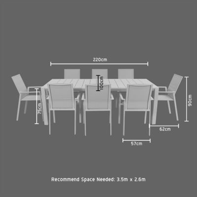 Table à manger et chaise de restaurant pour 8 personnes avec cadre métallique en aluminium de design moderne
