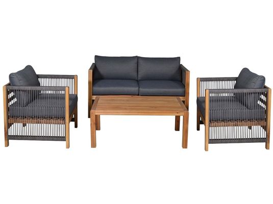 Ensemble de meubles d'extérieur avec chaises longues en bois et tissus en rotin PE W71 x D66 x H64cm