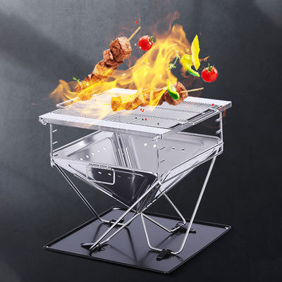Poêle à griller en acier inoxydable pliable à charbon de bois portable pour jardin en plein air