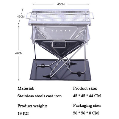Poêle à griller en acier inoxydable pliable à charbon de bois portable pour jardin en plein air