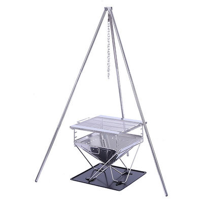 Poêle à griller en acier inoxydable pliable à charbon de bois portable pour jardin en plein air