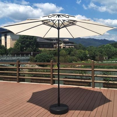 Logo personnalisé Café extérieur Jardin de plage Patio Parapluie avec 3 niveaux et lumières LED