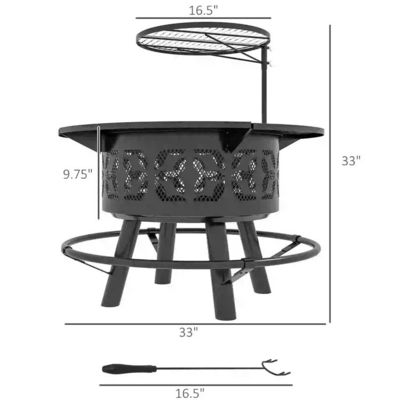 Réchauffement extérieur Portable en acier rond Foyer à bois Charbon de bois Grill Grill Kit de brûleur de foyer