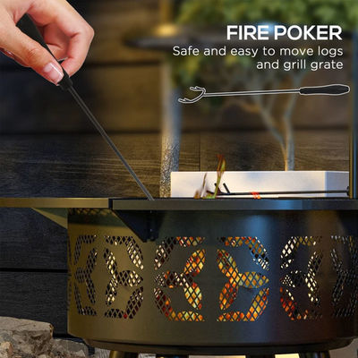 Réchauffement extérieur Portable en acier rond Foyer à bois Charbon de bois Grill Grill Kit de brûleur de foyer