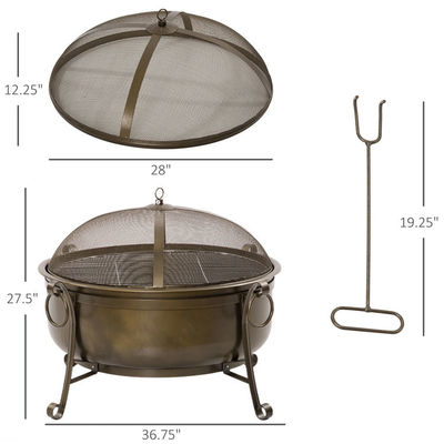 Grille et couvercle au barbecue au charbon