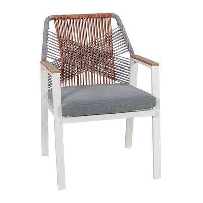 Meubles de salle à manger en métal avec tissu de corde Chaise à manger à 6 places
