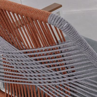 Meubles de salle à manger en métal avec tissu de corde Chaise à manger à 6 places
