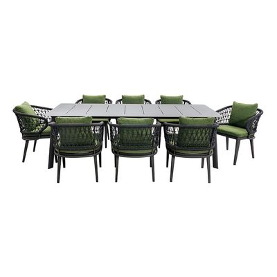 Ensemble de salle à manger extérieure avec conception de tissage de corde et cadre métallique en aluminium par AJUNION