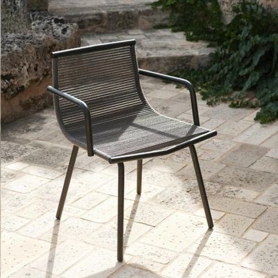 Ensemble de jardin minimaliste en métal AJUNION Chaise à manger en aluminium Tissue de corde Meubles d'extérieur