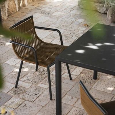Ensemble de jardin minimaliste en métal AJUNION Chaise à manger en aluminium Tissue de corde Meubles d'extérieur