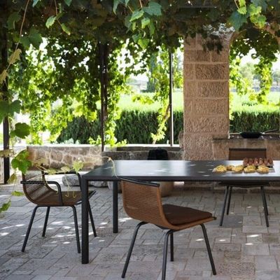 Ensemble de jardin minimaliste en métal AJUNION Chaise à manger en aluminium Tissue de corde Meubles d'extérieur