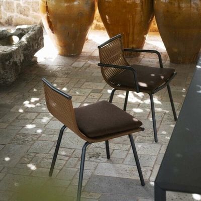 Ensemble de jardin minimaliste en métal AJUNION Chaise à manger en aluminium Tissue de corde Meubles d'extérieur