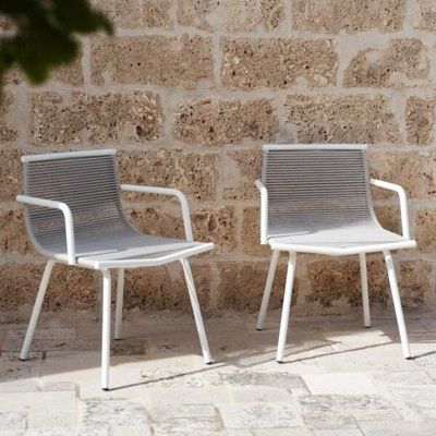 Ensemble de jardin minimaliste en métal AJUNION Chaise à manger en aluminium Tissue de corde Meubles d'extérieur