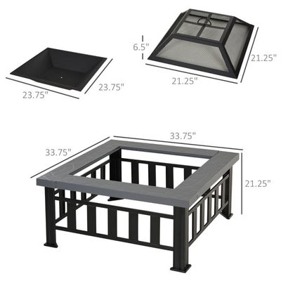 Chauffage extérieur carré cheminée à bois pour jardin et cuisine