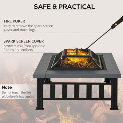 Chauffage extérieur carré cheminée à bois pour jardin et cuisine